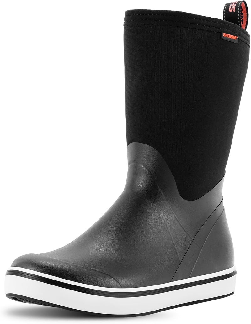 Showave Store Deck Boots for Men Rain Boots Mid Calf Insulated Rubber Boot for Men Waterproof Fishing Boot Outdoor Mud Booties for Sailing Gardening Working - Image 1